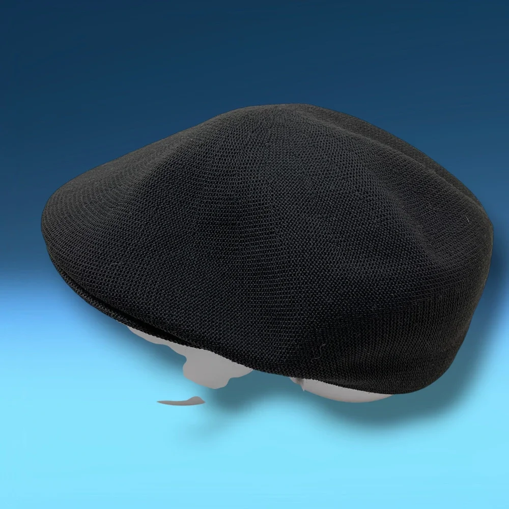 Vintage Black Knit Flat Newsboy Cap Sz M Hip Hop Cabbie Classic W&M Headwear